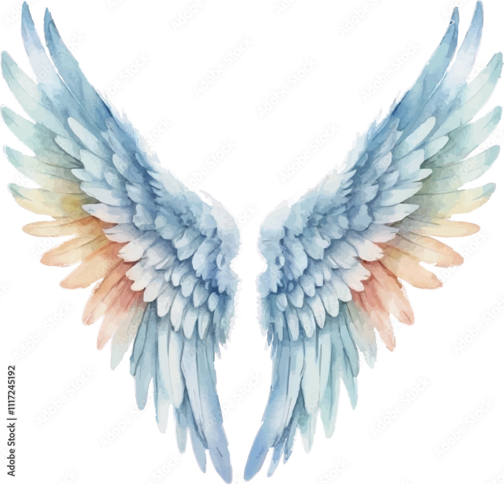 Fototapeta premium Watercolor Best angel wings isolated on white background
