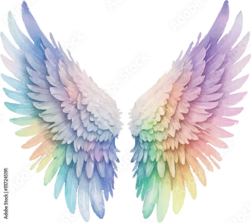 Watercolor Best angel wings isolated on white background