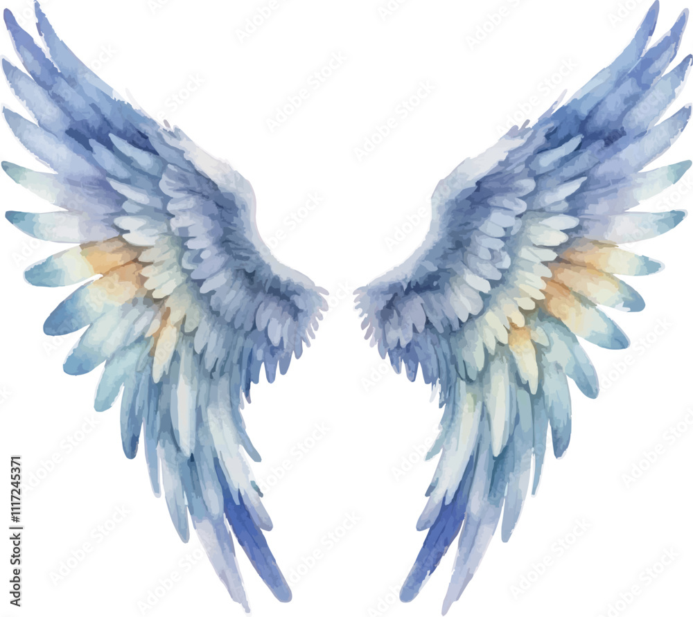 Obraz premium Watercolor Best angel wings isolated on white background