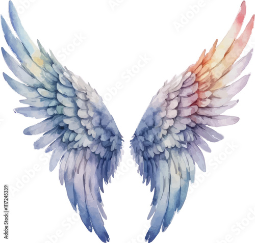 Watercolor Best angel wings isolated on white background