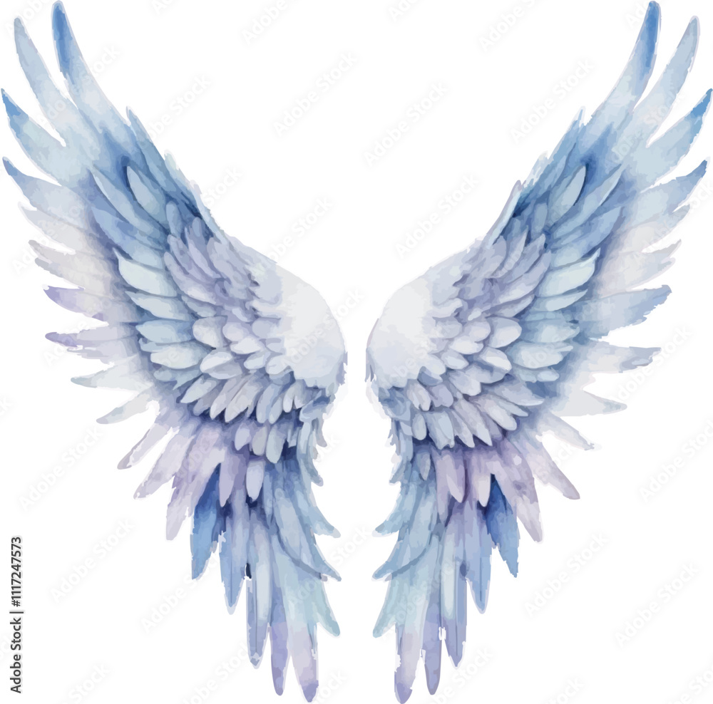 Fototapeta premium Rainbow Angel Wings Watercolor Illustration - Vibrant, Ethereal Design on White Background