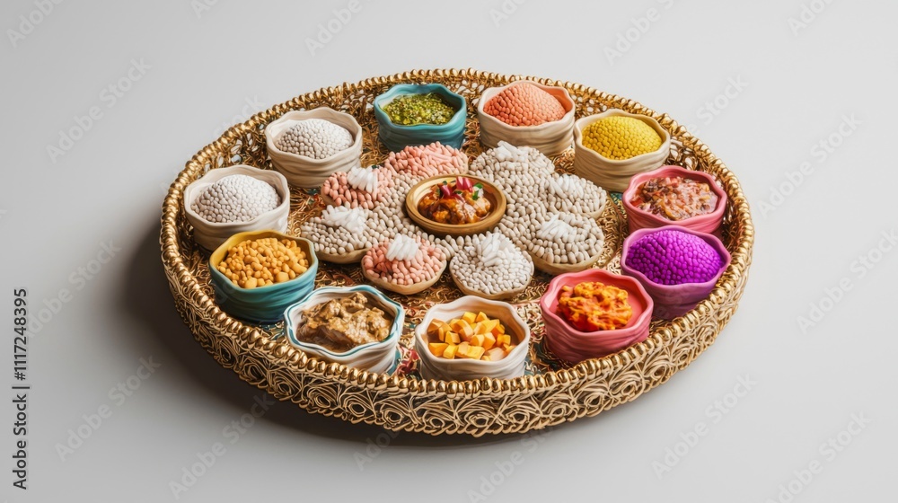 Vibrant Indian Thali Colorful Curry Rice Chutney Pickle Papad Feast Vibrant Indian Thali Colorful Curry Rice Chutney Pickle Papad Feast