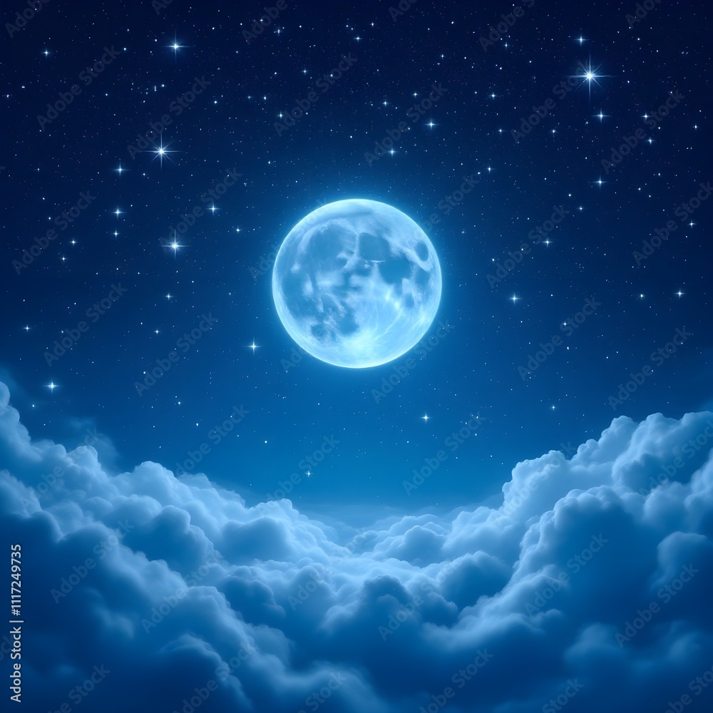 Starry night with full moon Starry night with full moon