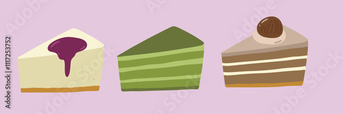 シンプルなカットケーキのイラストセット