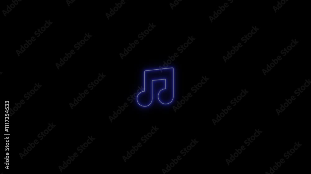 Neon sing music icon animation . Neon sing music icon animation .