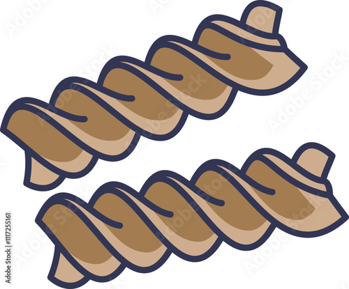 Illustration of two fusilli pasta pieces, symbolizing Italian cuisine and culinary creativity.
