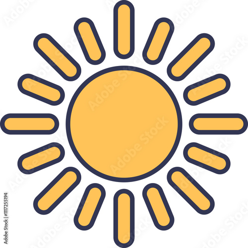 Simple sun icon with rays, symbolizing warmth and energy.