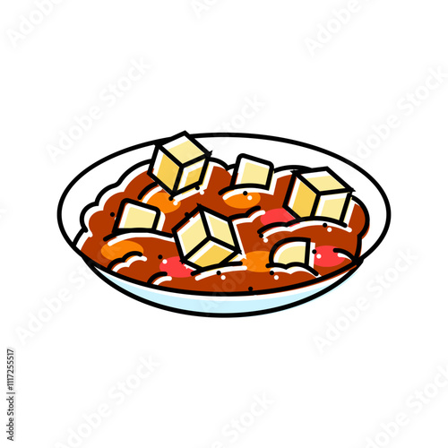 mapo tofu chinese cuisine color icon vector. mapo tofu chinese cuisine sign. isolated symbol illustration