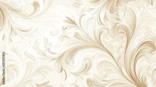 Elegant cream-colored floral pattern with intricate swirls and designs.