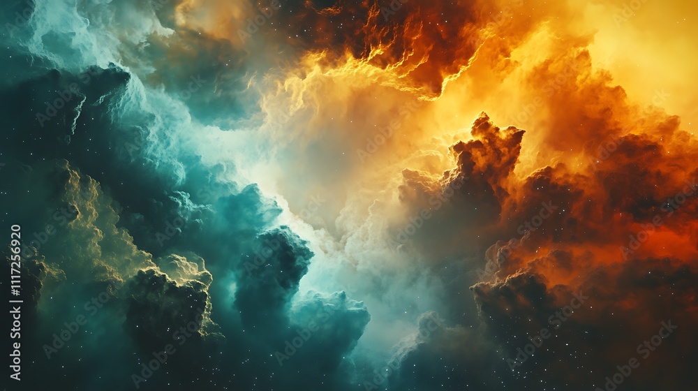 Cosmic Nebula: A Celestial Tapestry of Fiery Orange and Serene Teal Cosmic Nebula: A Celestial Tapestry of Fiery Orange and Serene Teal