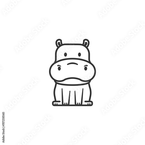 Hippopotamus icon on white background. Outline hippopotamus icon animal concept.