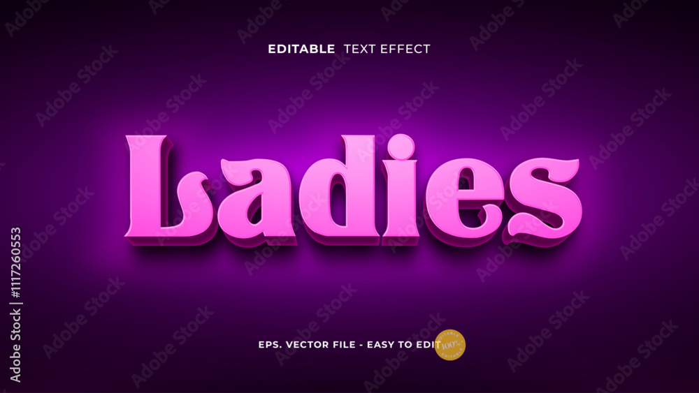 3D pink text effect, editable ladies text style. 3D pink text effect, editable ladies text style.