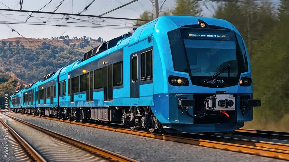 Hydrogen-powered train engines offering clean energy solutions for public transport systems. Hydrogen-powered train engines offering clean energy solutions for public transport systems.