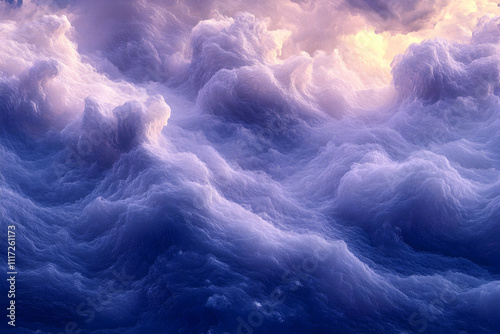 Dreamlike cloudscape with purple and white hues.