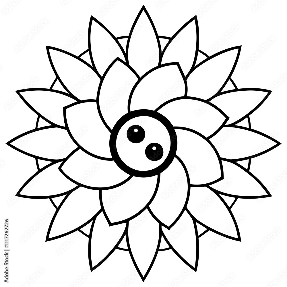 lotus flower isolated on white, yin-yang-mandala lotus flower isolated on white, yin-yang-mandala