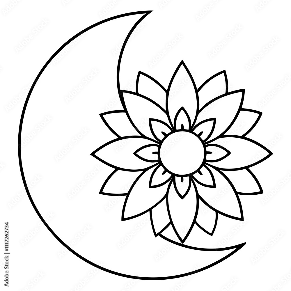 illustration of a flower, Original name(s): moon-mandala-floral-vector-illustration illustration of a flower, Original name(s): moon-mandala-floral-vector-illustration