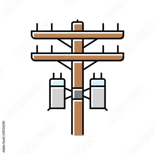 poles electric grid color icon vector. poles electric grid sign. isolated symbol illustration