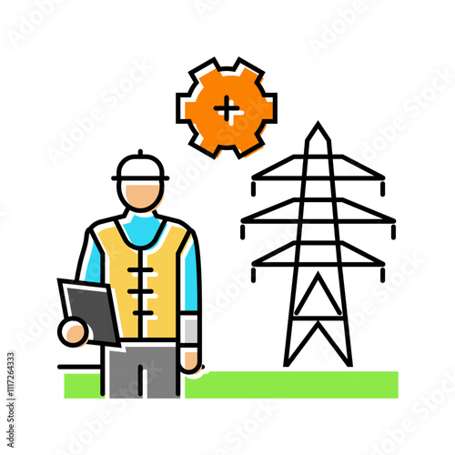 maintenance electric grid color icon vector. maintenance electric grid sign. isolated symbol illustration