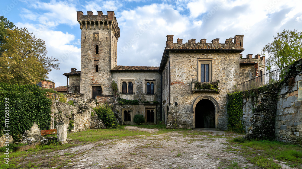 Fototapeta premium An old castle with renaissance architecture and historical features.