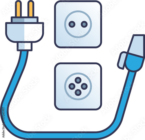 Illustration of electric plugs and sockets, symbolizing connectivity and power.