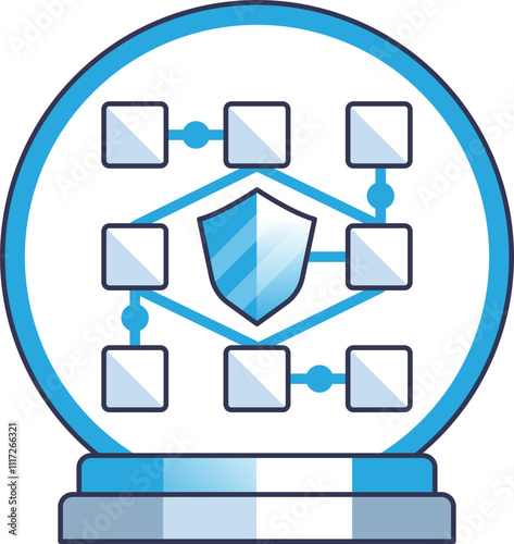 A shield and network nodes symbolize data-driven crime prevention.