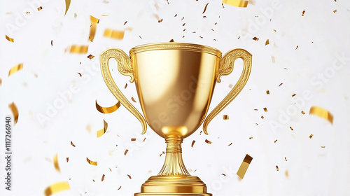 trophy cup winner sport success champion 3d design on white background