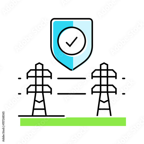reliability electric grid color icon vector. reliability electric grid sign. isolated symbol illustration