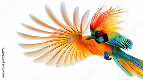 Colorful Bird with Spread Wings Illustration