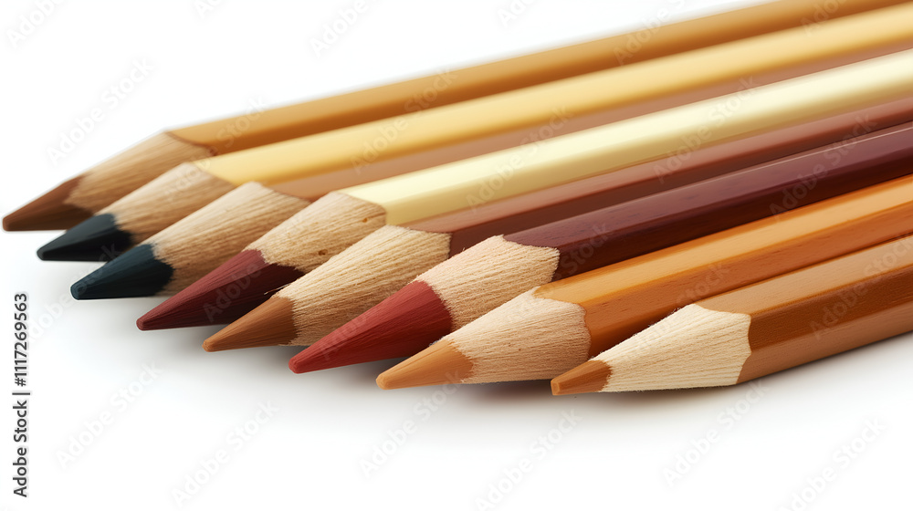 Obraz premium Colorful wooden colored pencils isolated on white background.