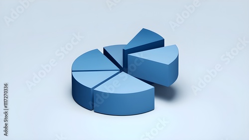3d pie chart graph business data investment revenue finance blue technology