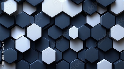 Repeating Pattern of Black and White Hexagons