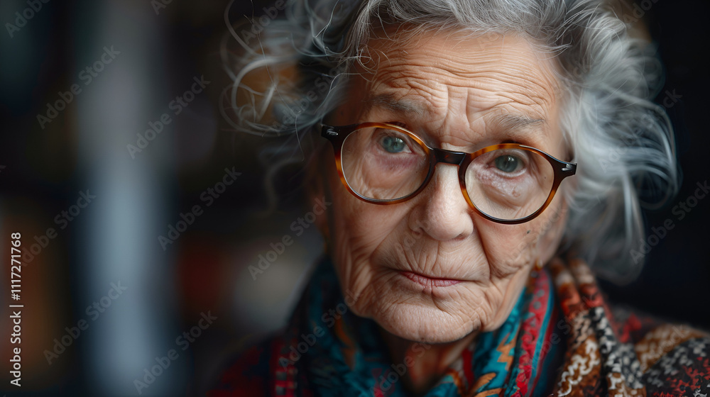 Portrait of old women with glassess ai generative Portrait of old women with glassess ai generative
