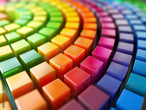 Colorful 3D Cubes Abstract Background - Rainbow Gradient