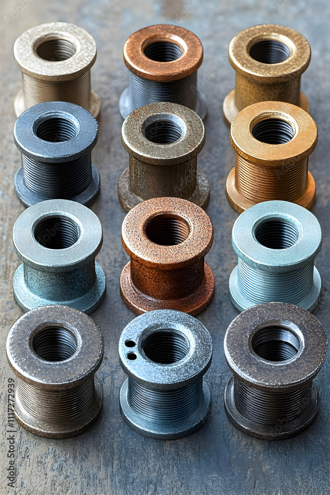 Collection of various colored metal parts. Collection of various colored metal parts.