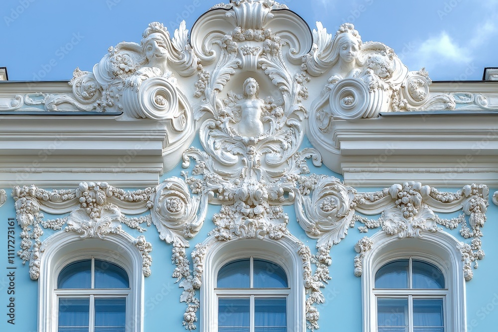 Obraz premium White decorative facade elements, showcasing architectural elegance.