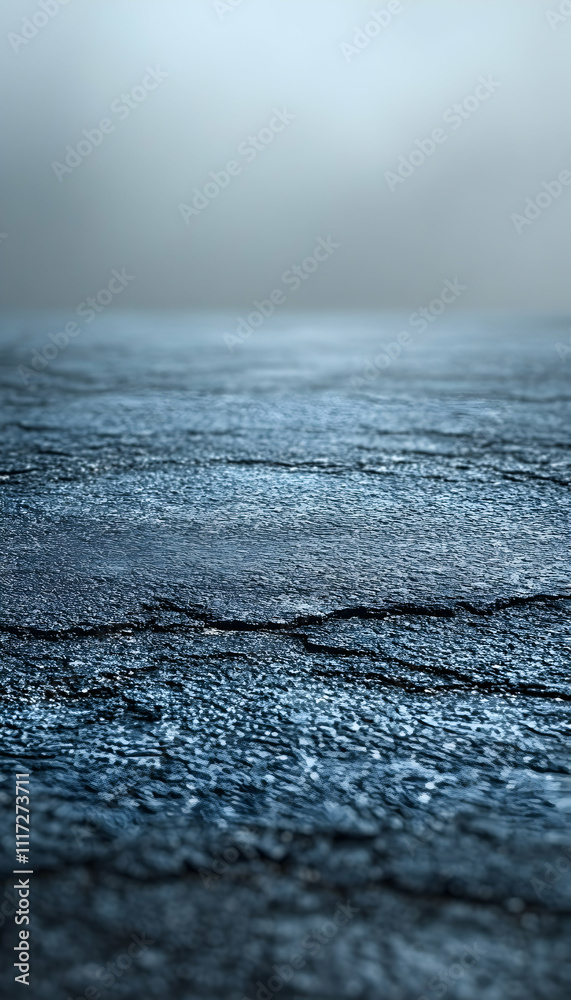 Cracked dark blue surface, misty background. Cracked dark blue surface, misty background.