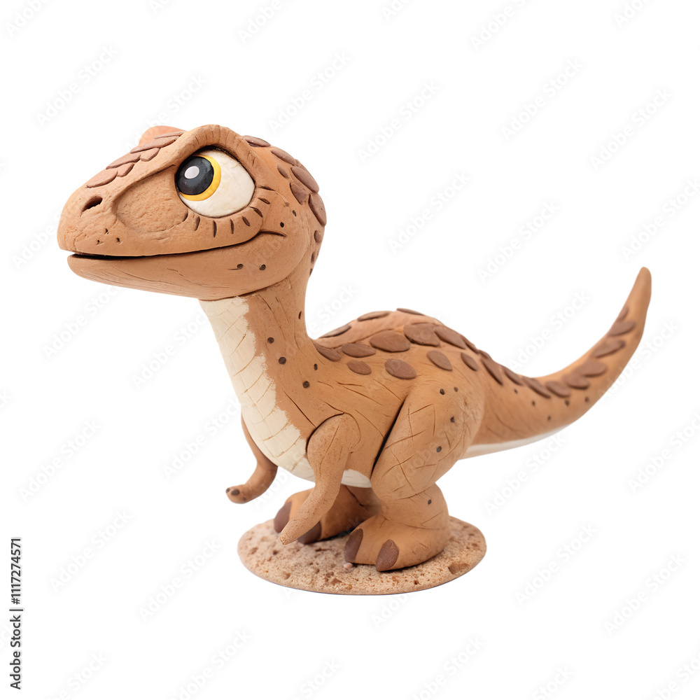 Fototapeta premium a clay Cute Velociraptor isolated on a transparent background