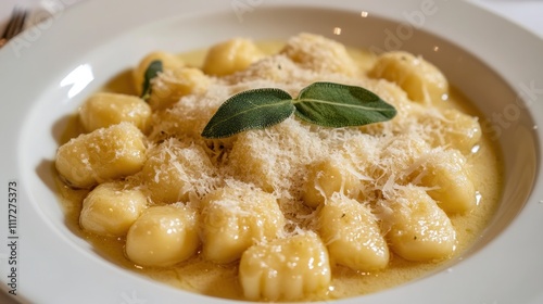 Wallpaper Mural A delicious plate of gnocchi with sage butter sauce, topped with grated Parmesan and garnished with fresh sage leaves  Torontodigital.ca