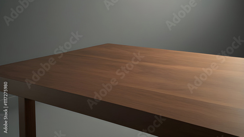 Top view on dark kitchen room interior with panoramic, dining table , sink.Perspective view of wood or wooden table corner isolated on white background including clipping path