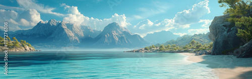tropical island, banner, summer,bamd and sea photo