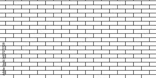 Empty masonry pavement floor and wall limestone brickwork concrete texture. Urban white, black line cement rough row wallpaper abstract background.	