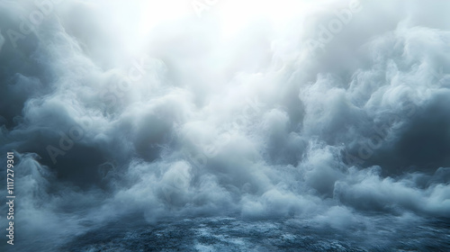 Abstract Background with White Clouds and Dark Blue Surface