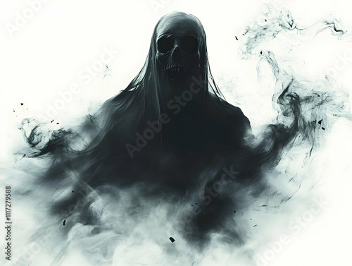 Ghostly Figure Emerging from Smoke Illustration