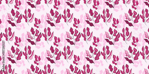 Seamless vector pattern, twigs and leaves, for bed linen, wallpaper and texture