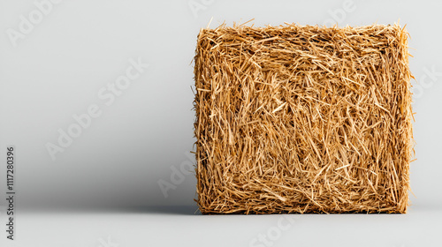 Wallpaper Mural A rectangular hay bale against a plain background, showcasing its textured strands and natural color. Torontodigital.ca