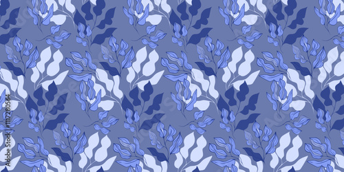 Seamless vector pattern, twigs and leaves, for bed linen, wallpaper and texture