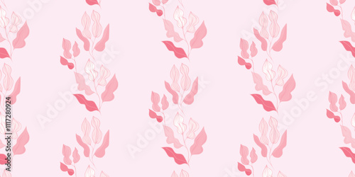 Seamless vector pattern, twigs and leaves, for bed linen, wallpaper and texture