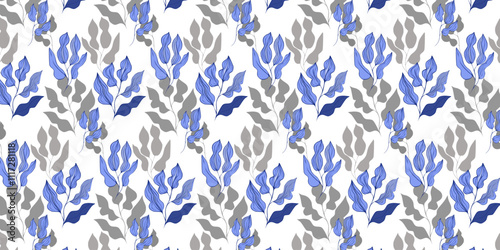 Seamless vector pattern, twigs and leaves, for bed linen, wallpaper and texture