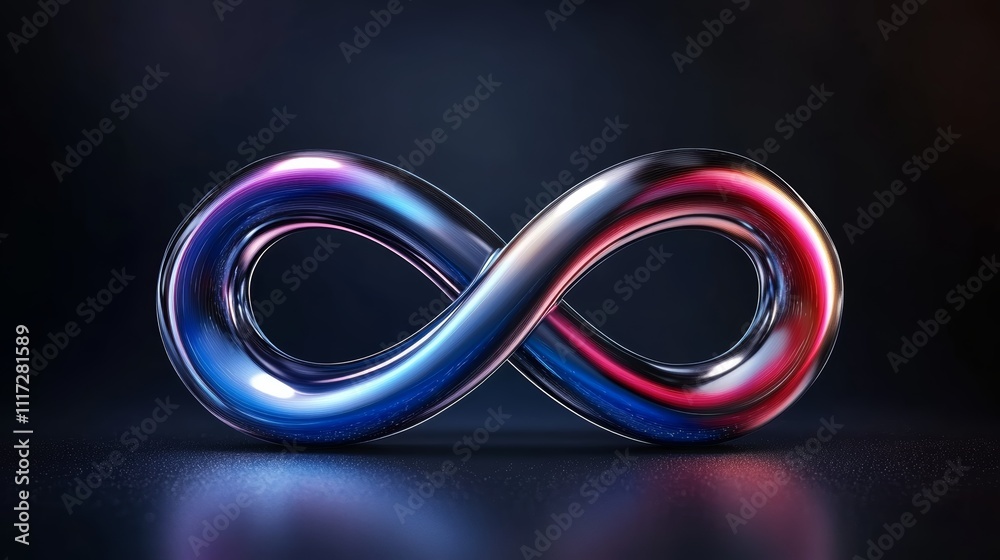 Colorful infinity symbol on dark background, representing endless possibilities, continuity, and limitless potential Colorful infinity symbol on dark background, representing endless possibilities, continuity, and limitless potential