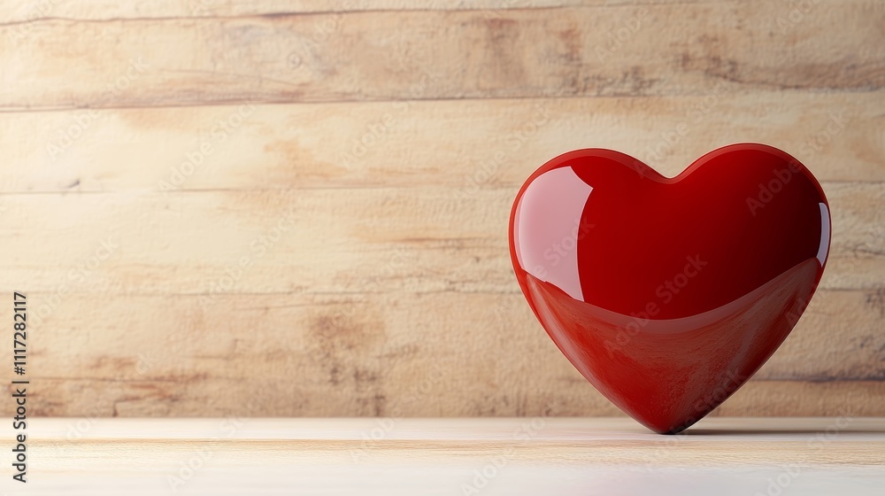 Vibrant red heart on white table, a symbol of love, romance, and valentine's day affection Vibrant red heart on white table, a symbol of love, romance, and valentine's day affection